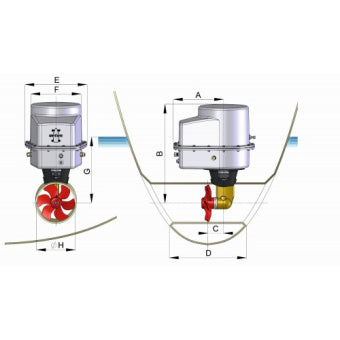 Vetus BOW9512D Bow Thruster 5.7KW 95kgF 12vDC 185mm Tunnel